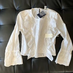 F21 embroidered white top